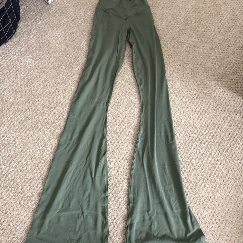 Women's Green Flared Yoga Pants